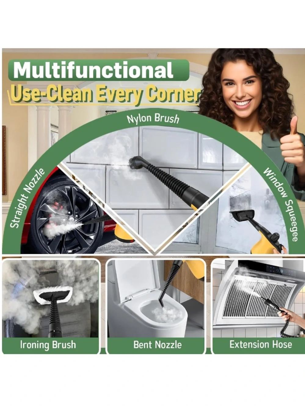 Pressurized Handheld Steam Cleaner for Home Deep Cleaning with Accessories - Picture 3 of 6